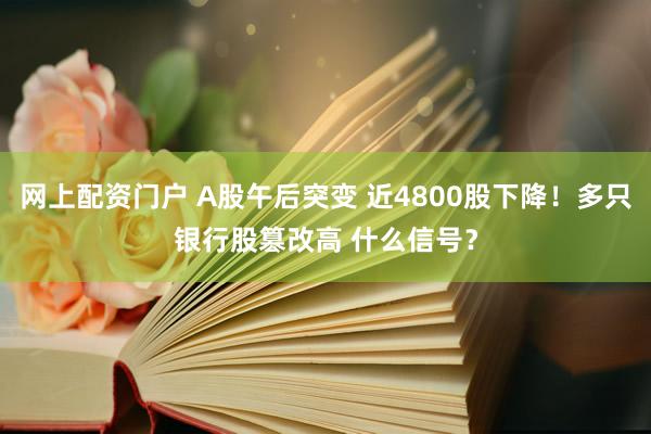 网上配资门户 A股午后突变 近4800股下降！多只银行股篡改高 什么信号？